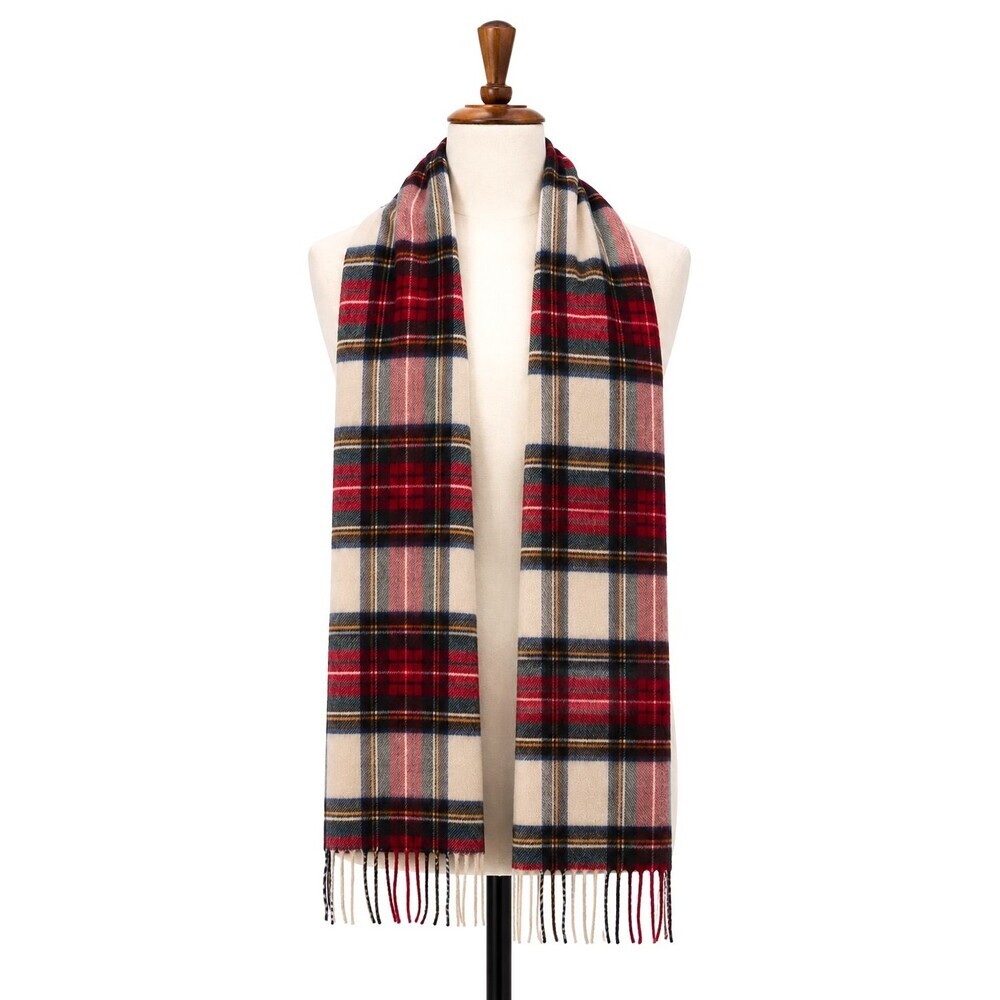 Cashmink Plaid Scarf Made in Germany Fringe Tartan Preppy Red Blue Yellow Soft!